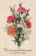 AK Glückwünsche Zum Geburtstage - Nelken Blumen - Künstlerkarte - 1928 (65450) - Naissance