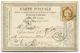 !!! CARTE PRECURSEUR CERES GC 1135 CACHET DE CORMEILLES ( EURE ) 1874 - Cartes Précurseurs