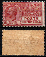 ITALIA REGNO - 1927 - POSTA PNEUMATICA - EFFIGIE DEL RE VITTORIO EMANUELE III - 15 CENT- MNH - Pneumatic Mail