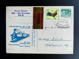 EAST GERMANY DDR 1983 POSTCARD FREITAL TO ZURICH 03-09-1983 OOST DUITSLAND DEUTSCHLAND TRAINS - Postkaarten - Gebruikt