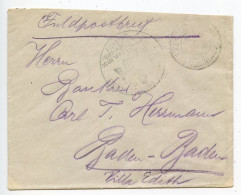 Germany WWI Feldpost Cover - Bayreuth To Baden-Baden - Feldpost (portvrij)