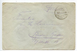 Germany 1917 WWI Feldpost Cover - I.R. 94 8. Korp. To Baden-Baden - Feldpost (Portofreiheit)