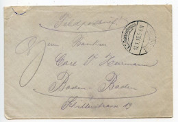 Germany 1915 WWI Feldpost Cover - 21, Inf. Div. To Baden-Baden - Feldpost (Portofreiheit)