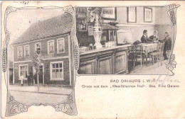 BAD DRIBURG Westfalen Gruss Aus Dem Westfälischen Hof Belebt Gelaufen 12.8.1914 Als Feldpost - Bad Driburg