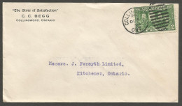 1927 C C Begg Store Corner Card Cover 2c Confederation Duplex Collingwood Ontario - Postgeschiedenis