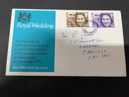 25-9-2023 (2 U 9) UK FDC Cover (1 Cover) 1973 - Royal Wedding (Princess Anne) - 1971-1980 Decimal Issues