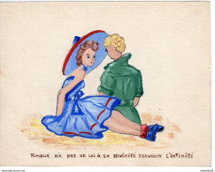 Dessin Gouache Couple "Amour N'a Pas .......  Idylle Non Signée - (Alb 2023 Nov.) - Radierungen