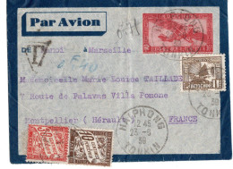 70047 - Frz.Indochina - 1939 - 36c GALpUmschl M ZusFrankatur HAIPHONG -> MONTPELLIER (Frankreich), M 40c Nachporto - 1859-1959 Storia Postale