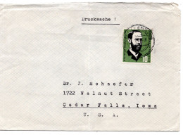 70048 - Bund - 1957 - 10Pfg Hertz EF A DrucksBf ILLERTISSEN -> Cedar Falls, IA (USA), Senkr Bug - Briefe U. Dokumente