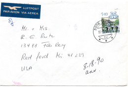 70053 - Schweiz - 1990 - Fr.1,40 Sternzeichen EF A LpBf WORB -> Redford, MI (USA) - Storia Postale