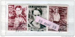 1952 Nikolai Vapzarov ( Poet ) 3v - Oblitere/used (O)   Bulgaria/ Bulgarie - Oblitérés