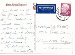 70054 - Bund - 1955 - 40Pfg Heuss I EF A LpAnsKte BREMEN -> Richmond, VA (USA) - Briefe U. Dokumente
