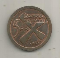 Monnaie, KATANGA, Banque Nationale, 5 Fr, 1961, 2 Scans - Katanga