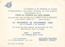 Paris 16ème * Vente De Charité Des Ailes Brisées 6 Rue Galilée , Salons De L'Aéro Club De France 1949 * Doc Aviation Anc - Paris (16)