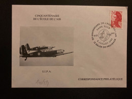 LETTRE S.I.P.A. TP LIBERTE 2,10 OBL.5 JUILLET 1985 13 SALON DE PROVENCE 50e ANNIVERSAIRE L'ECOLE DE L'AIR - Militaire Luchtpost