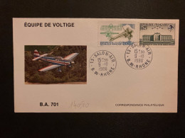 LETTRE B.A. 701 EQUIPE DE VOLTIGE TP ROLAND GARROS 2,00 + ECOLE DE L'AIR 0,25 OBL.9-10 1988 13 SALON AIR - Poste Aérienne Militaire