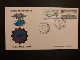 LETTRE BASE AERIENNE 701 G.E.R.Ma.S. 15/312 TP ROLAND GARROS 2,00 + ECOLE DE L'AIR 0,25 OBL.9-10 1988 13 SALON AIR - Militärische Luftpost