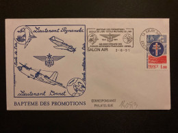 LETTRE Lieutenant Poznanski Lieutenant Cornet TP FRANCAIS LIBRES 1,00 OBL.MEC.3-6 1991 13 SALON AIR BAPTEME DES PROMOTIO - Poste Aérienne Militaire