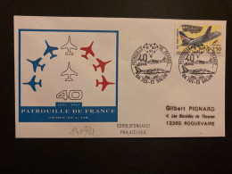 LETTRE PATROUILLE DE FRANCE TP AEROPOSTALE 2,50 OBL.10 Oct 93 BA 701 13 SALON PATROUILLE DE FRANCE 40 Ans - Militärische Luftpost