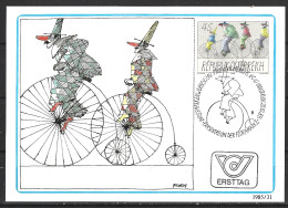 AUTRICHE. N°1658 De 1985 Sur Carte Maximum. Grand Bi. - Wielrennen