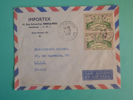 DB18 GUADELOUPE  BELLE LETTRE +++ 1956  PAR AVION POINTE A PITRE  A LYON FRANCE +PAIRE DE 10F  ++AFF. PLAISANT+++++ - Storia Postale