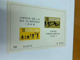 Mexico Stamp Olympic Football Weightlifting 1967 1968 - Halterofilia