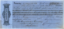 Netherlands East Indies, 1878, Vintage Cheque Order / Promissory Note / Billet A Ordre - Samarang - Chèques & Chèques De Voyage