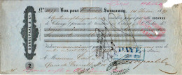 Netherlands East Indies, 1879, Vintage Cheque Order / Promissory Note / Billet A Ordre - Samarang - Chèques & Chèques De Voyage