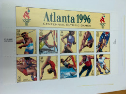 USA Stamp Sports Cycling Atlanta 1996 Olympic Football Row Spear Wrestling MNH - Rowing