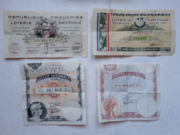 4 Billets De La Loterie Nationale Tranche Année 1934 100 Frs - Lottery Tickets
