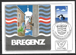 AUTRICHE. N°1634 De 1985 Sur Carte Maximum. Armoiries De Bregenz. - Other & Unclassified