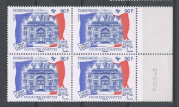 POLYNESIE 2007 N° 803 ** Bloc De 4 N° Rotative Neuf MNH Superbe Cour Des Comptes Palais Cambon Paris - Unused Stamps
