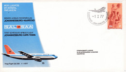 1977 South Africa First Day Covers - 9 Official Commemorative South African Airways Flight Covers With Info Inserts FDC - Covers & Documents
