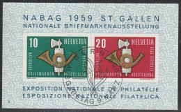 Schweiz- 1959, Blockausgabe: Mi. Nr. 16, Nationale Briefmarkenausstellung NABAG 1959, St. Gallen (II).  Gestpl./used - Blocks & Sheetlets & Panes