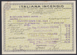 Biella 1937, Italiana Incendio, Società  Anonima Di Assicurazione Contro Incendio, Quietanza, Polizza - Banque & Assurance