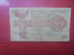 ESPAGNE 1 PESETA 1937 Circuler (B.30) - [ 5] Emisiones Ministerio De Hacienda