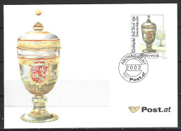 AUTRICHE. Carte Pré-timbrée Avec Le N°2219 De 2002. Coupe En Cristal. - Verres & Vitraux