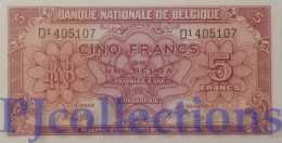 BELGIO - BELGIUM 5 FRANCS 1943 PICK 121 UNC - 5 Franchi