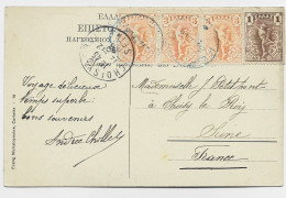 GRECE 1A+3AX3 CARTE CORINTHE 1908 TO FRANCE - Cartas & Documentos