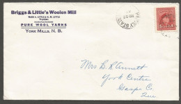 1949 Briggs & Little Woolen Mill Corner Card Cover 4c War Harvey Station NB New Brunswick - Postgeschiedenis