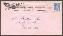 1954 Walters Jewellers Illustrated Advertising Cover 5c Karsh Brantford Ontario - Postgeschiedenis