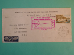 DB19 FRANCE BELLE  LETTRE  +++ 1967   1ER VOL PARIS NEW YORK CLIPPER +AFF. PLAISANT+++++ - 1960-.... Cartas & Documentos