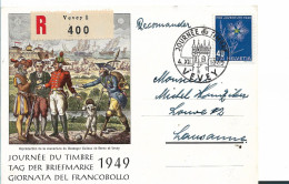 CH458 / SCHWEIZ - PRO JUVENTUTE - Zum Tag Der Briefmarke Auf Sonderkarte 4.12.1949 Per Einschreiben - Covers & Documents