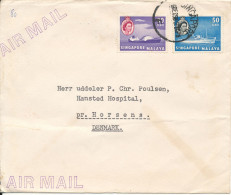 Singapore Malaya Cover Sent Air Mail To Denmark 6-12-1958 The Cover Is Bended - Singapore (...-1959)