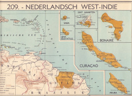 Kaart Carte - Landkaart Nederlands West Indië - Curaçao, Bonaire, Aruba , Saba - 1938 - Carte Geographique