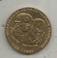 Médaille Uniface, Monnaie De Paris, Bicentenaire De La Révolution Française, 1789, 1989, Danton, Desmoulins, 2 Scans - Andere & Zonder Classificatie