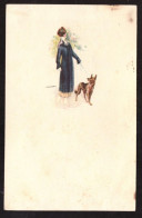 Cartolina Illustratore C. Monestier Donna Elegante Con Cane - Viaggiata 1920 - Monestier, C.