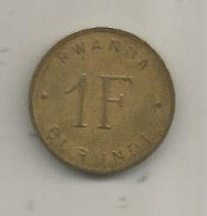 Monnaie, RWANDA, BURUNDI, 1 F, 1964, B.E.R.B., 2 Scans - Burundi