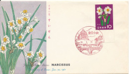 Japan FDC 30-1-1961 Flora Narcissus With Cachet - FDC