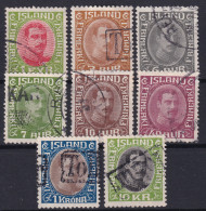 ICELAND 1931/32 - Canceled - Sc# 176, 177, 179, 180, 181, 184, 185, 187 - Used Stamps